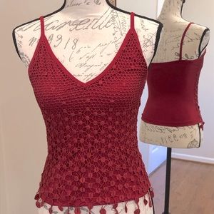 5TH & OCEAN Lace Tank Red